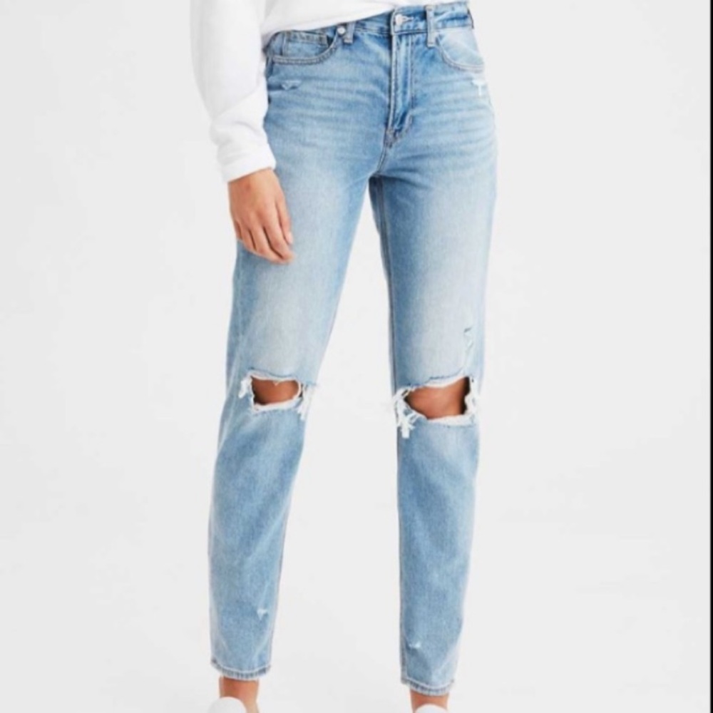 American Eagle Destroyed High Rise Mom Jeans